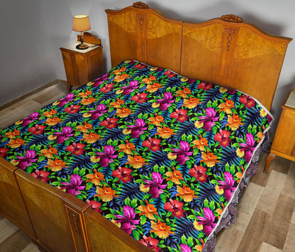 Tropical Folower Colorful Print Premium Quilt-JTAMIGO.COM
