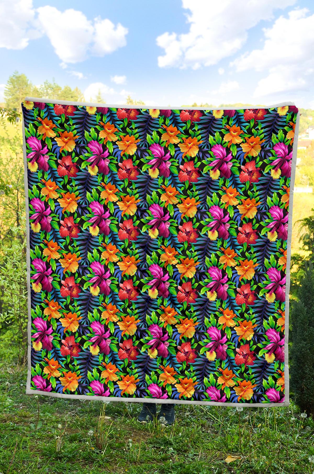 Tropical Folower Colorful Print Premium Quilt-JTAMIGO.COM