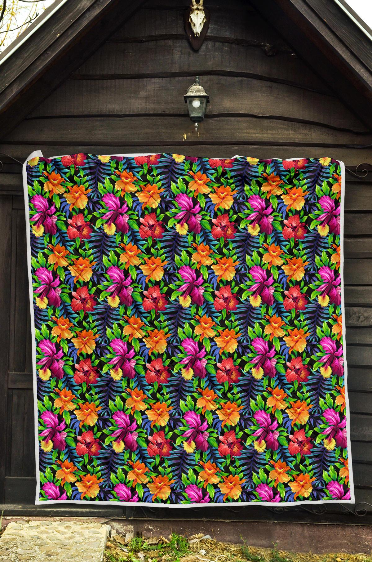 Tropical Folower Colorful Print Premium Quilt-JTAMIGO.COM