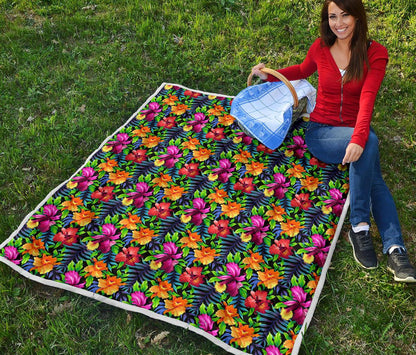 Tropical Folower Colorful Print Premium Quilt-JTAMIGO.COM