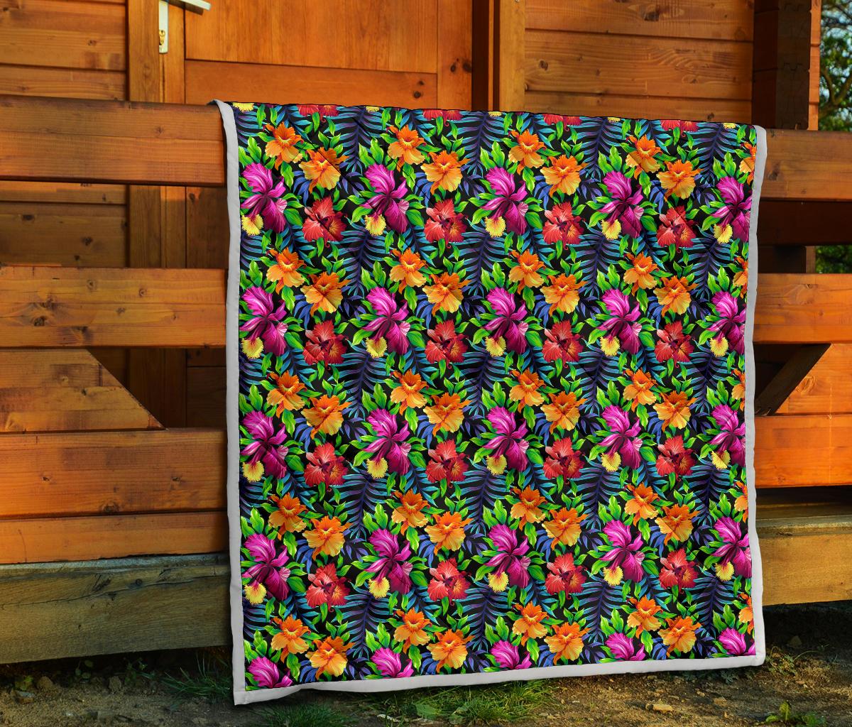 Tropical Folower Colorful Print Premium Quilt-JTAMIGO.COM