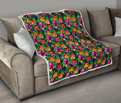 Tropical Folower Colorful Print Premium Quilt-JTAMIGO.COM