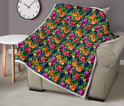 Tropical Folower Colorful Print Premium Quilt-JTAMIGO.COM