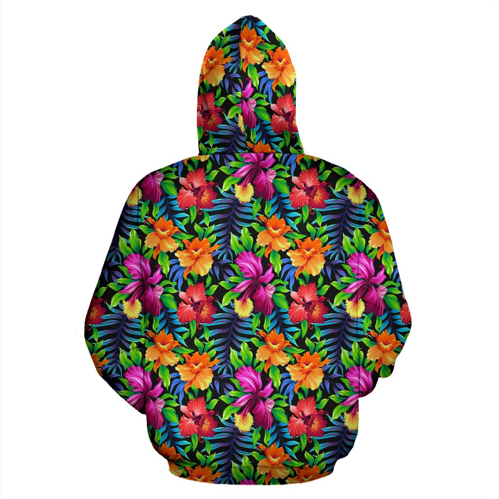 Tropical Folower Colorful Print Pullover Hoodie