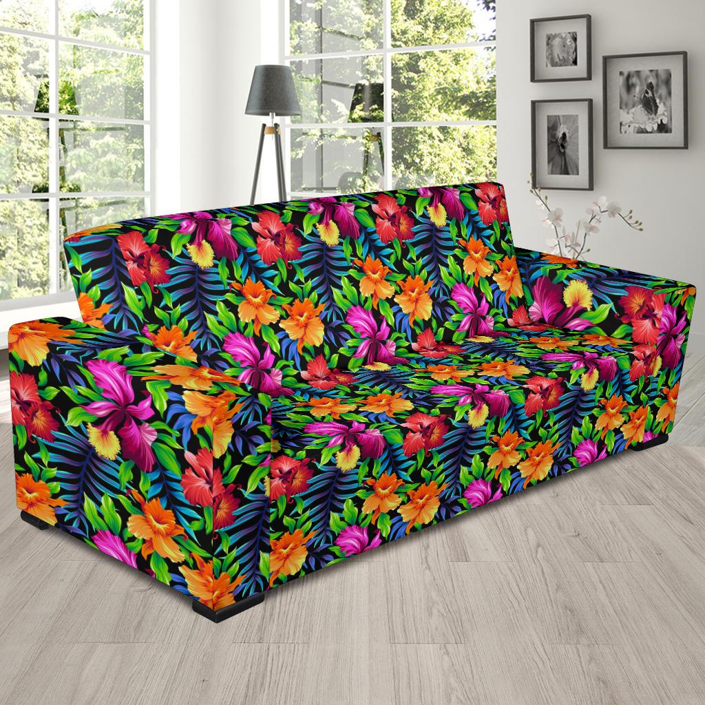 Tropical Folower Colorful Print Sofa Slipcover-JTAMIGO.COM