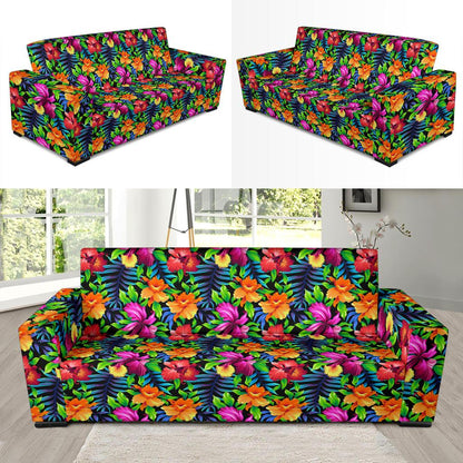 Tropical Folower Colorful Print Sofa Slipcover-JTAMIGO.COM