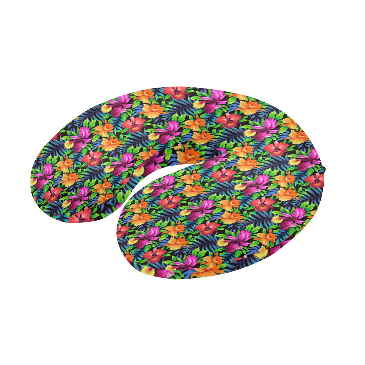 Tropical Folower Colorful Print U-Shaped Travel Neck Pillow-JTAMIGO.COM