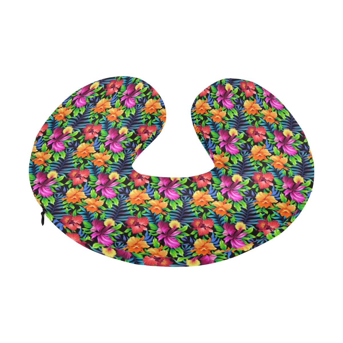 Tropical Folower Colorful Print U-Shaped Travel Neck Pillow-JTAMIGO.COM