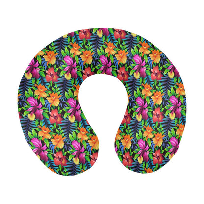 Tropical Folower Colorful Print U-Shaped Travel Neck Pillow-JTAMIGO.COM