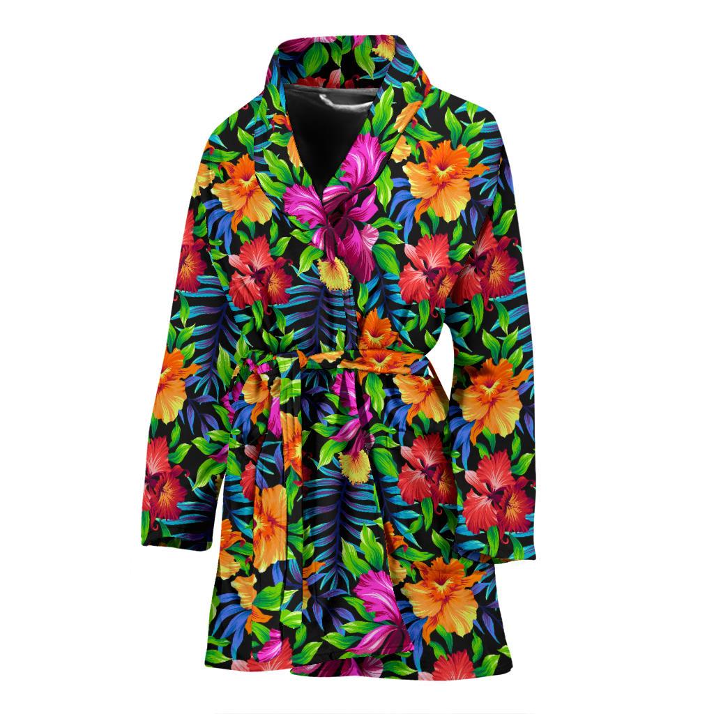 Tropical Folower Colorful Print Women Bath Robe-JTAMIGO.COM
