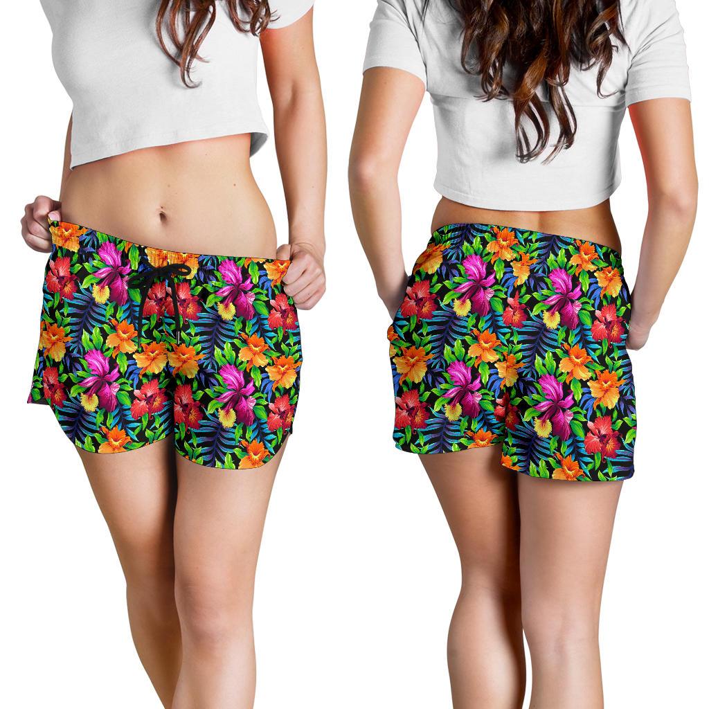 Tropical Folower Colorful Print Women Shorts-JTAMIGO.COM