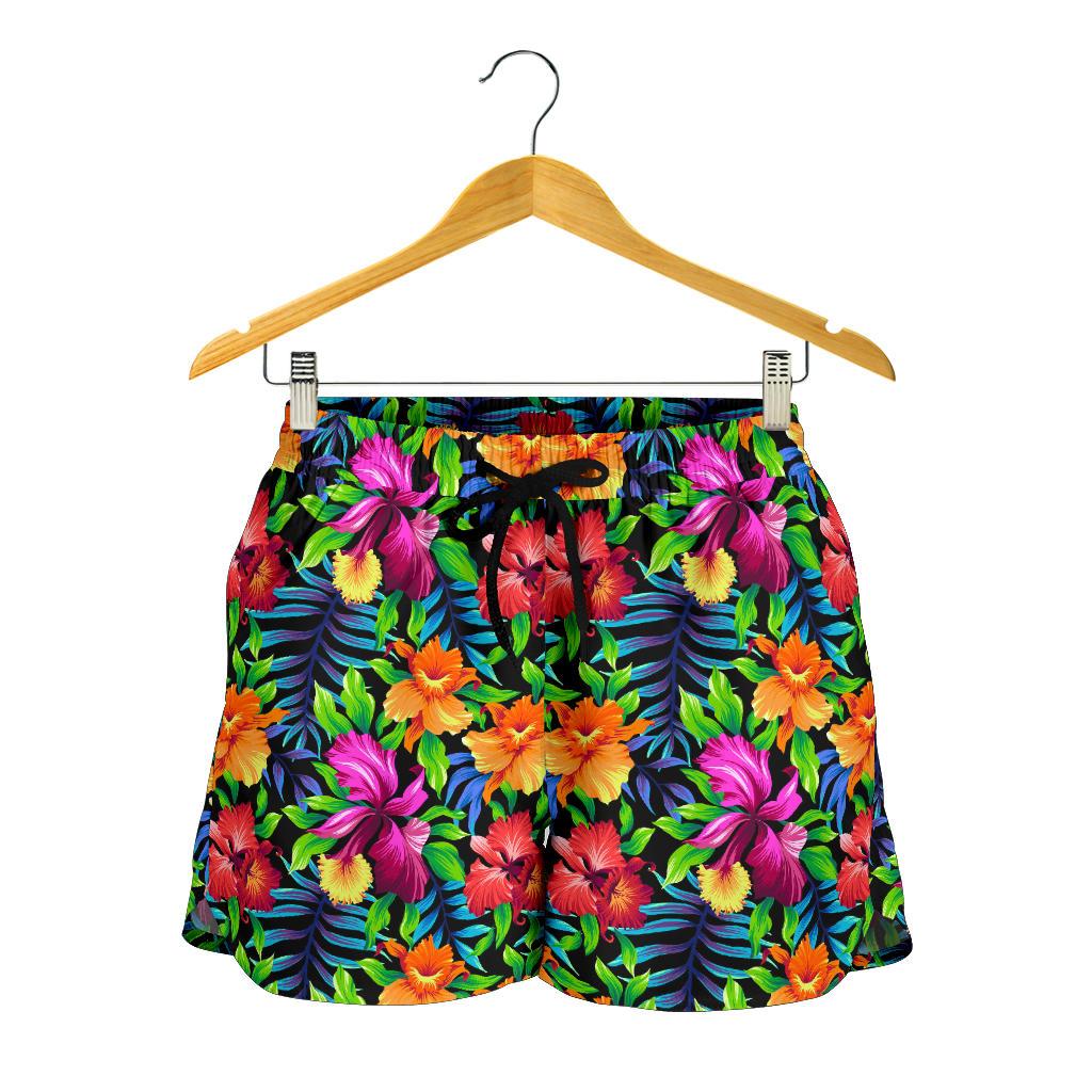 Tropical Folower Colorful Print Women Shorts-JTAMIGO.COM