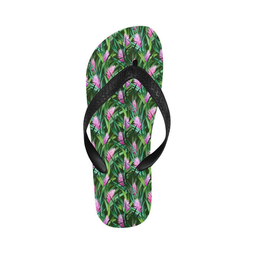 Tropical Folower Pink Heliconia Print Flip Flops-JTAMIGO.COM
