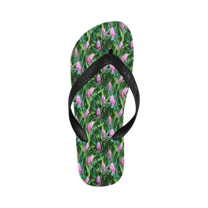 Tropical Folower Pink Heliconia Print Flip Flops-JTAMIGO.COM
