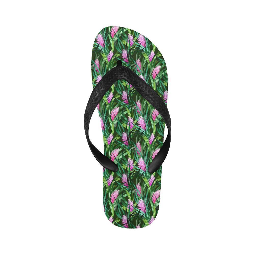 Tropical Folower Pink Heliconia Print Flip Flops-JTAMIGO.COM