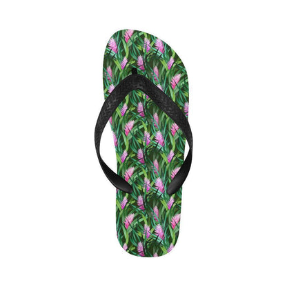 Tropical Folower Pink Heliconia Print Flip Flops-JTAMIGO.COM