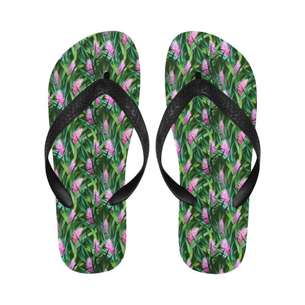 Tropical Folower Pink Heliconia Print Flip Flops-JTAMIGO.COM