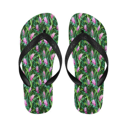 Tropical Folower Pink Heliconia Print Flip Flops-JTAMIGO.COM