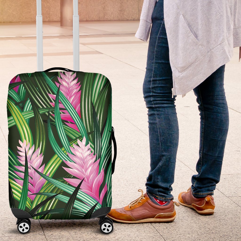 Tropical Folower Pink Heliconia Print Luggage Cover Protector