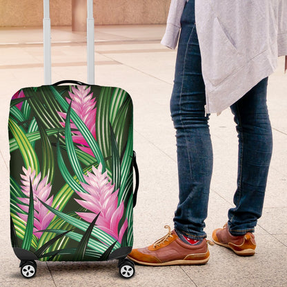 Tropical Folower Pink Heliconia Print Luggage Cover Protector