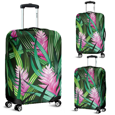 Tropical Folower Pink Heliconia Print Luggage Cover Protector