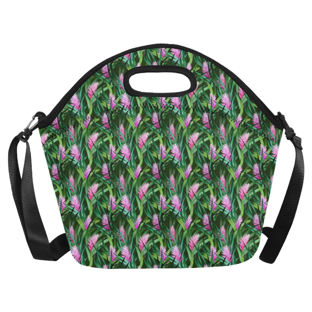 Tropical Folower Pink Heliconia Print Neoprene Lunch Bag (Model 1669)(Large)-JTAMIGO.COM