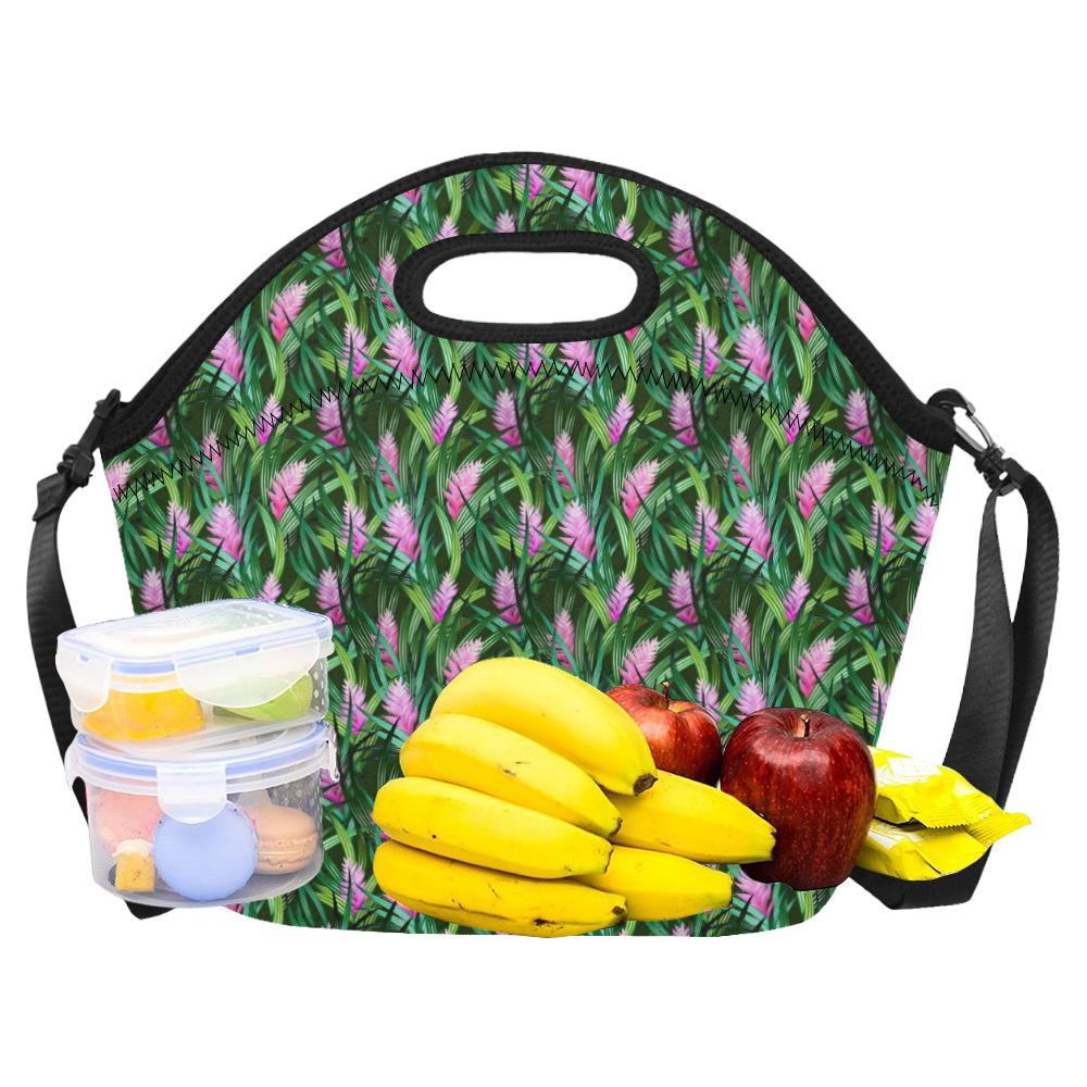 Tropical Folower Pink Heliconia Print Neoprene Lunch Bag (Model 1669)(Large)-JTAMIGO.COM