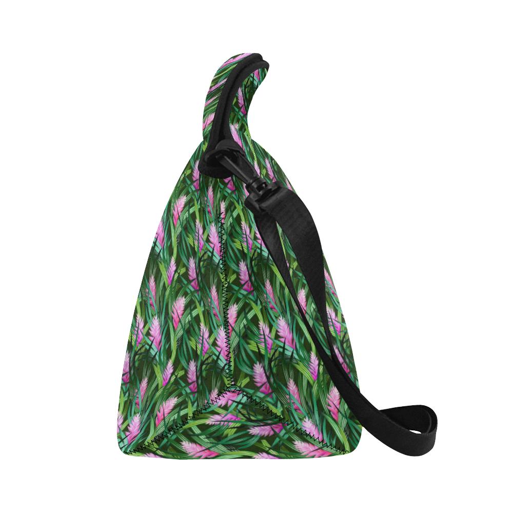 Tropical Folower Pink Heliconia Print Neoprene Lunch Bag (Model 1669)(Large)-JTAMIGO.COM