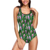 Tropical Folower Pink Heliconia Print One Piece Swimsuit-JTAMIGO.COM