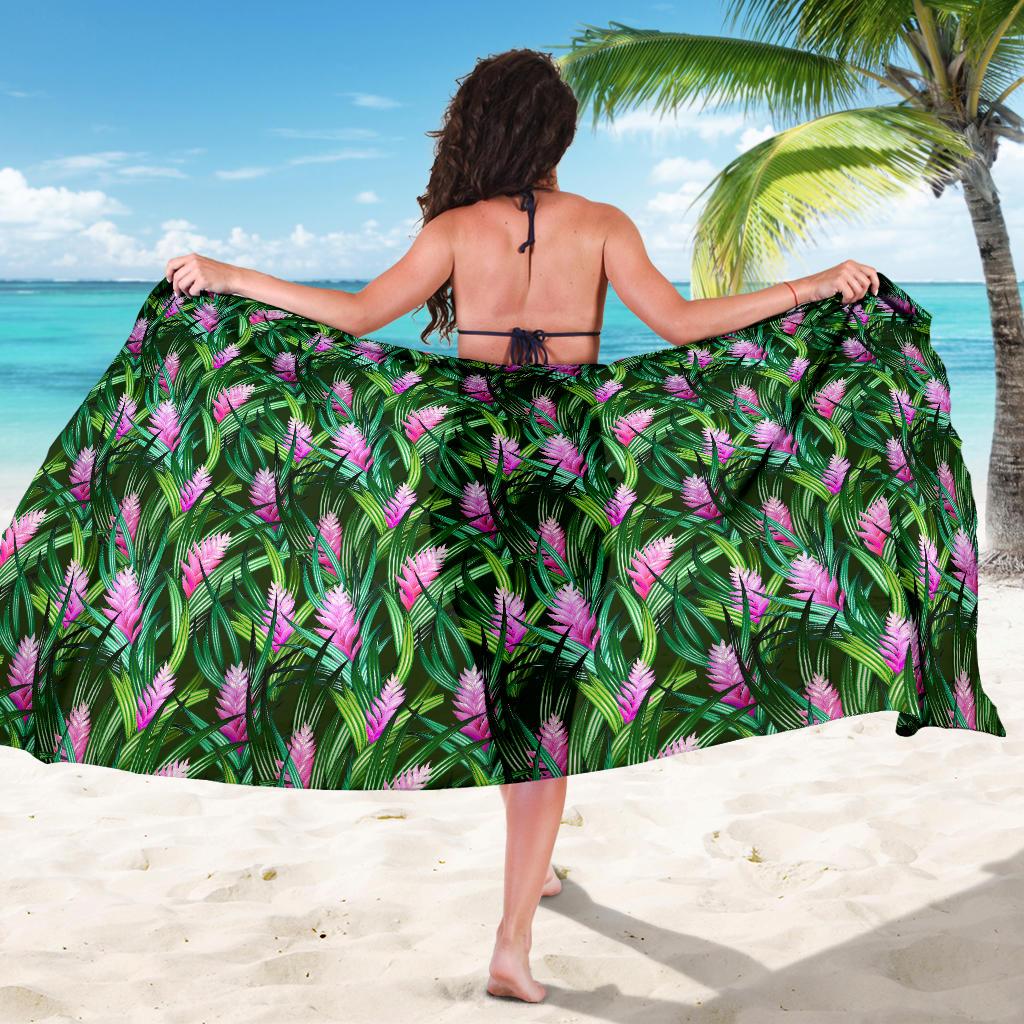 Tropical Folower Pink Heliconia Print Sarong Pareo Wrap