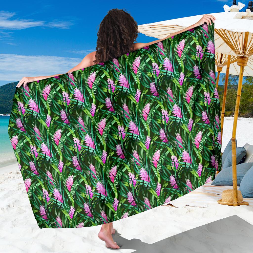 Tropical Folower Pink Heliconia Print Sarong Pareo Wrap