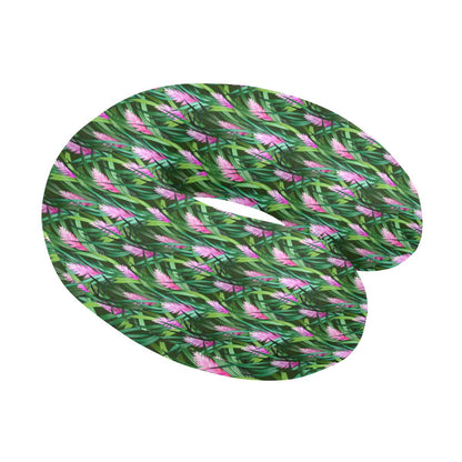 Tropical Folower Pink Heliconia Print U-Shaped Travel Neck Pillow-JTAMIGO.COM