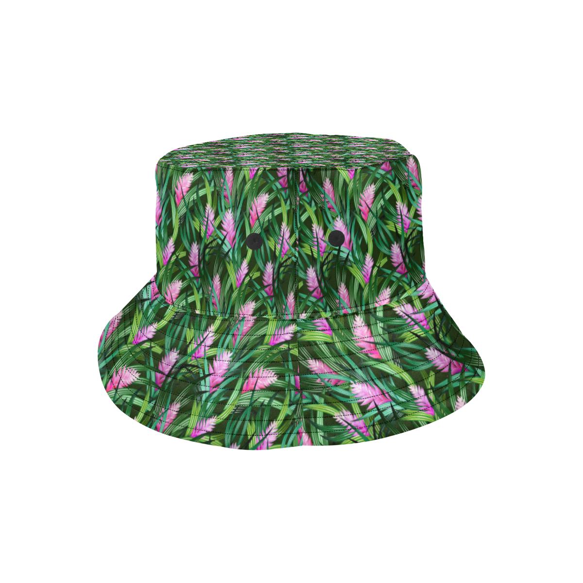 Tropical Folower Pink Heliconia Print Unisex Bucket Hat