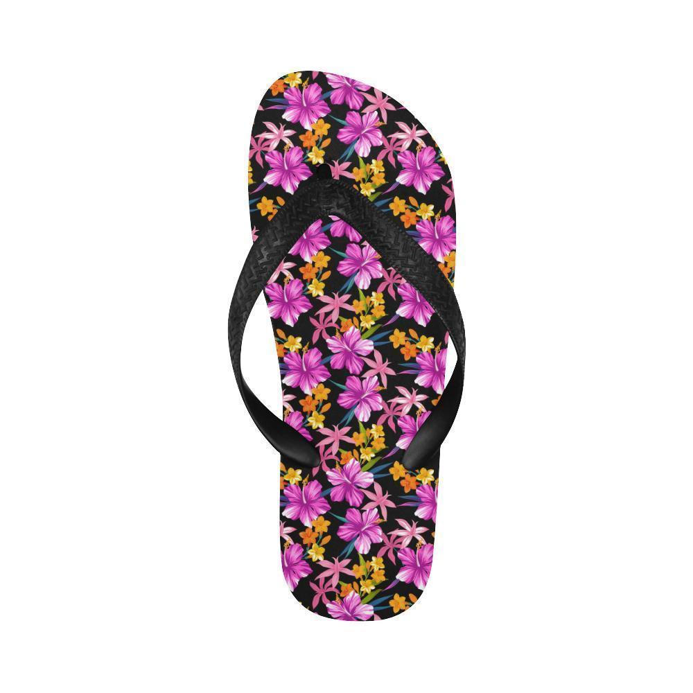 Tropical Folower Pink Hibiscus Print Flip Flops-JTAMIGO.COM