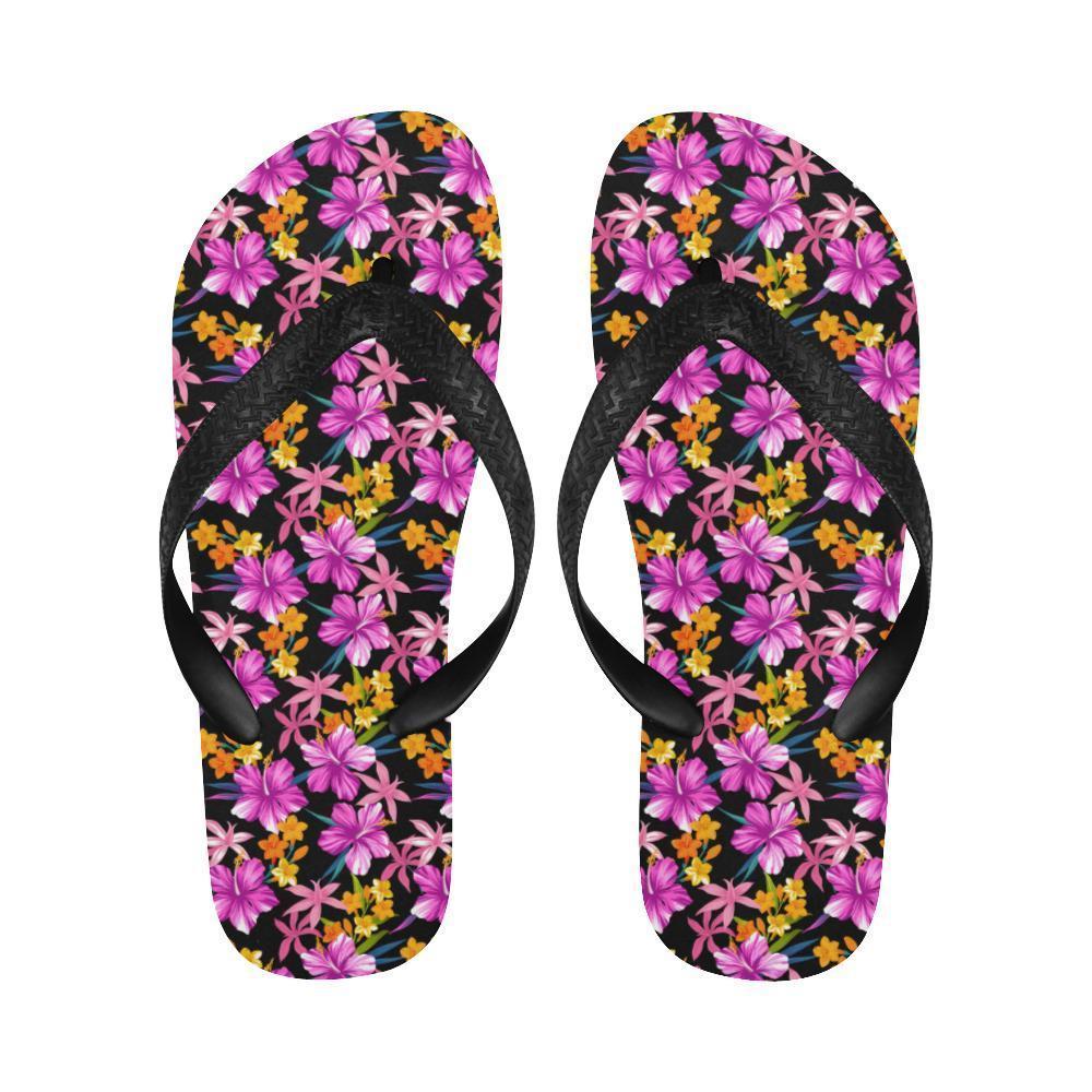 Tropical Folower Pink Hibiscus Print Flip Flops-JTAMIGO.COM