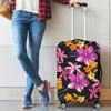 Tropical Folower Pink Hibiscus Print Luggage Cover Protector