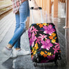 Tropical Folower Pink Hibiscus Print Luggage Cover Protector