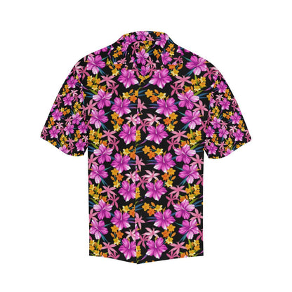 Tropical Folower Pink Hibiscus Print Men Aloha Hawaiian Shirt