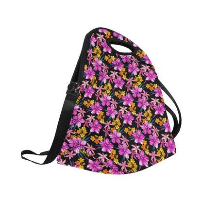 Tropical Folower Pink Hibiscus Print Neoprene Lunch Bag (Model 1669)(Large)-JTAMIGO.COM
