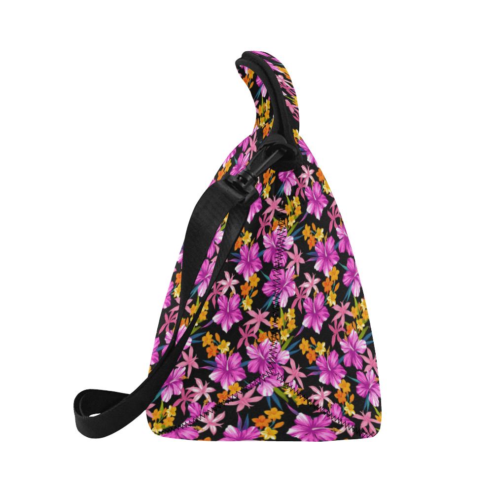 Tropical Folower Pink Hibiscus Print Neoprene Lunch Bag (Model 1669)(Large)-JTAMIGO.COM
