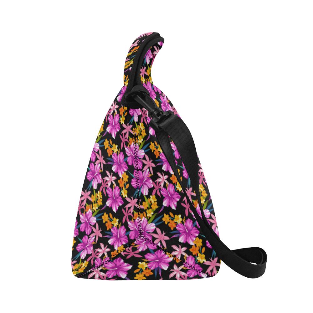 Tropical Folower Pink Hibiscus Print Neoprene Lunch Bag (Model 1669)(Large)-JTAMIGO.COM