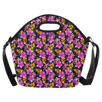 Tropical Folower Pink Hibiscus Print Neoprene Lunch Bag (Model 1669)(Large)-JTAMIGO.COM