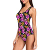 Tropical Folower Pink Hibiscus Print One Piece Swimsuit-JTAMIGO.COM