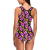 Tropical Folower Pink Hibiscus Print One Piece Swimsuit-JTAMIGO.COM