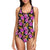 Tropical Folower Pink Hibiscus Print One Piece Swimsuit-JTAMIGO.COM