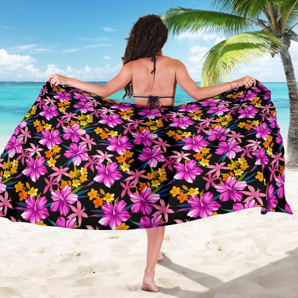 Tropical Folower Pink Hibiscus Print Sarong Pareo Wrap