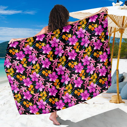 Tropical Folower Pink Hibiscus Print Sarong Pareo Wrap