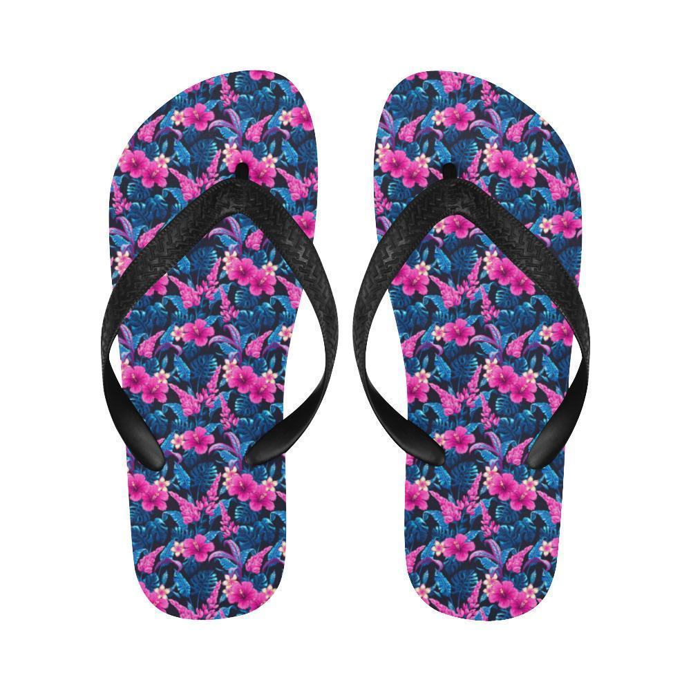 Tropical Folower Pink Themed Print Flip Flops-JTAMIGO.COM