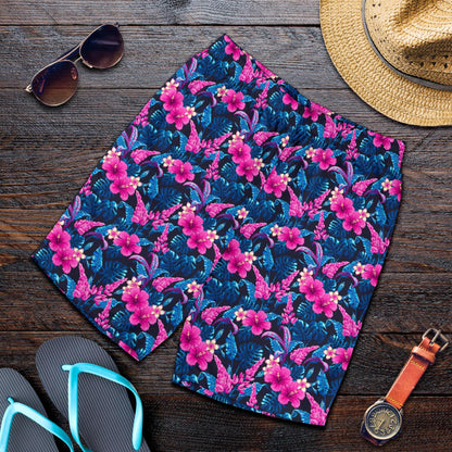 Tropical Folower Pink Themed Print Mens Shorts-JTAMIGO.COM
