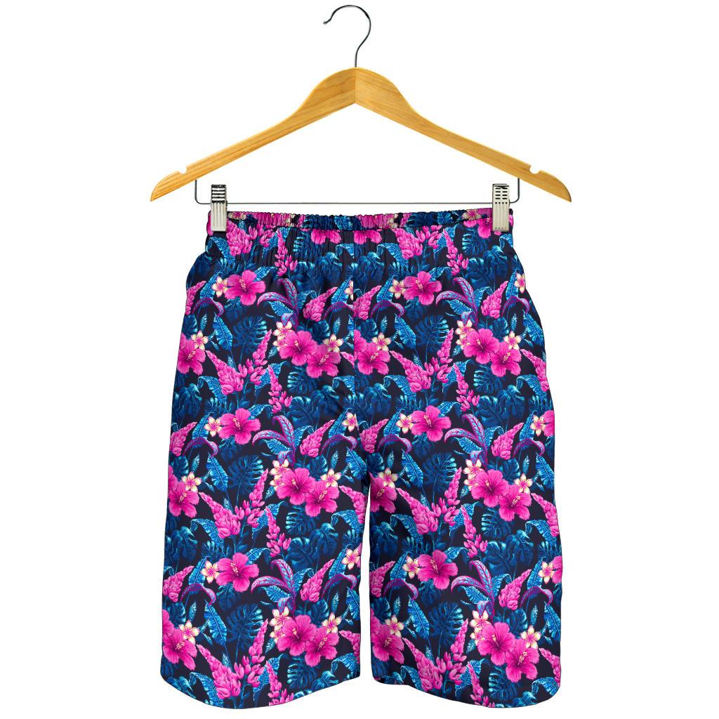 Tropical Folower Pink Themed Print Mens Shorts-JTAMIGO.COM